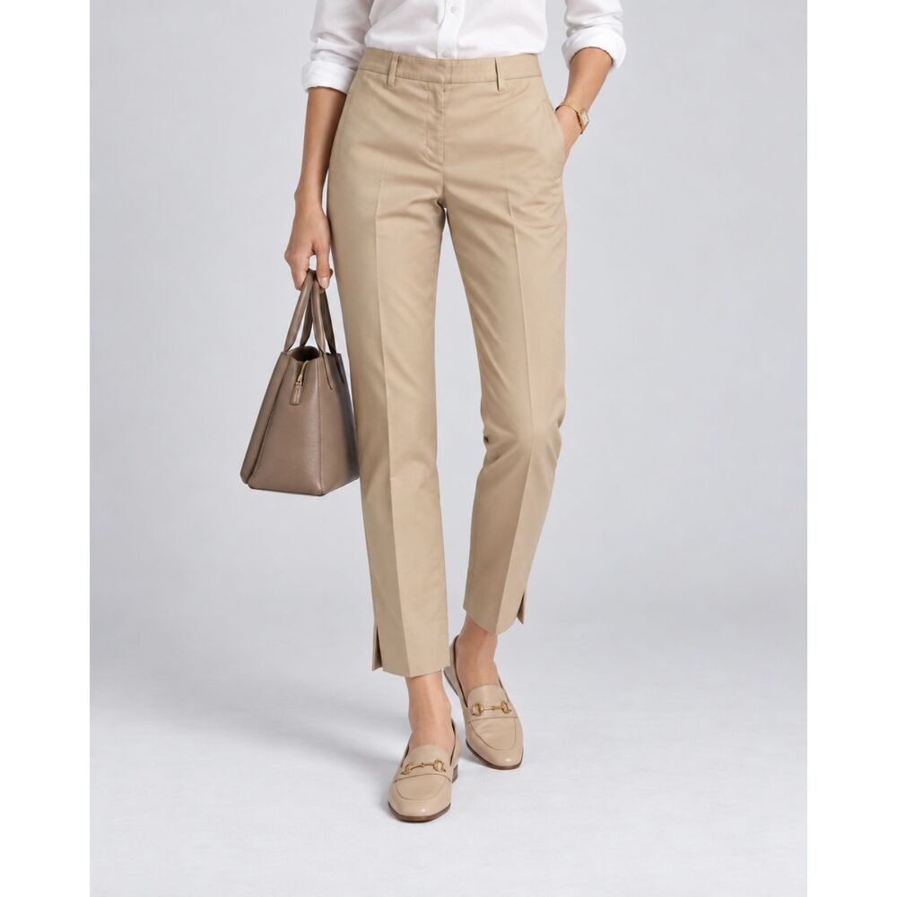 Prada Milano Khaki Cotton Stretch Ankle Pants IT 44 US 8 Tan Tailored Trousers